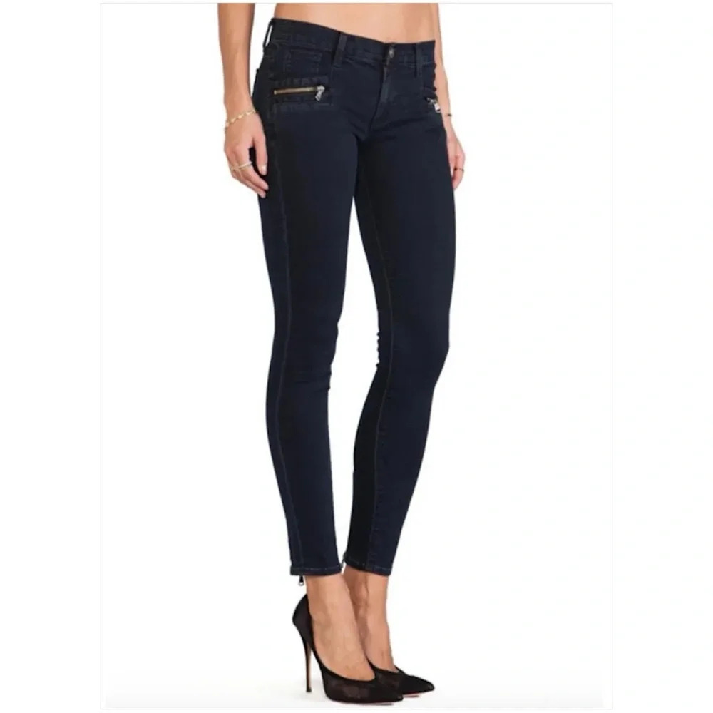 HUDSON CHIMERA  Super Skinny Jeans front/back zippers SZ 26 BLACK WILD Mid Rise